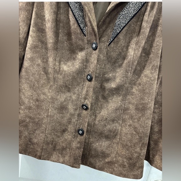 VTG Nancy Bolen Jacket Womens 12 Brown Western Animal Print Blazer 80s USA Made - Picture 8 of 15